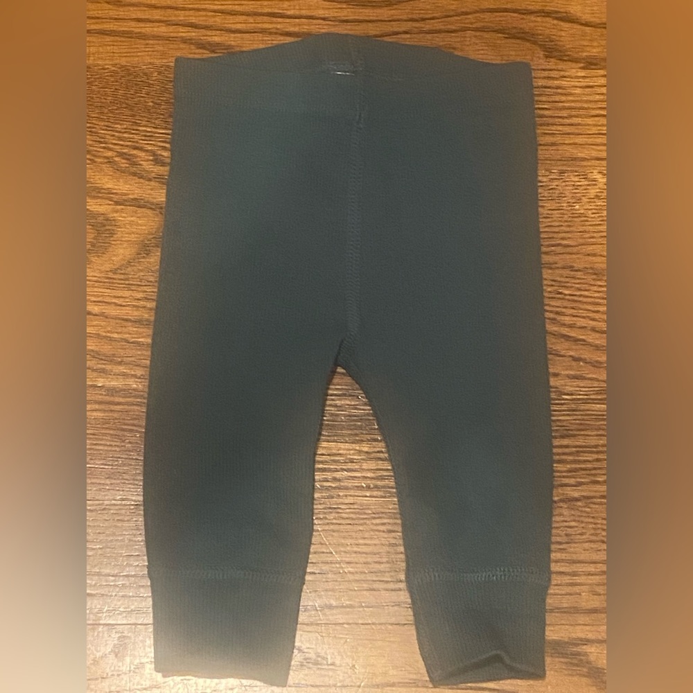 Hanna Andersson Ribbed Teal baby leggings, 3-6m. Unisex